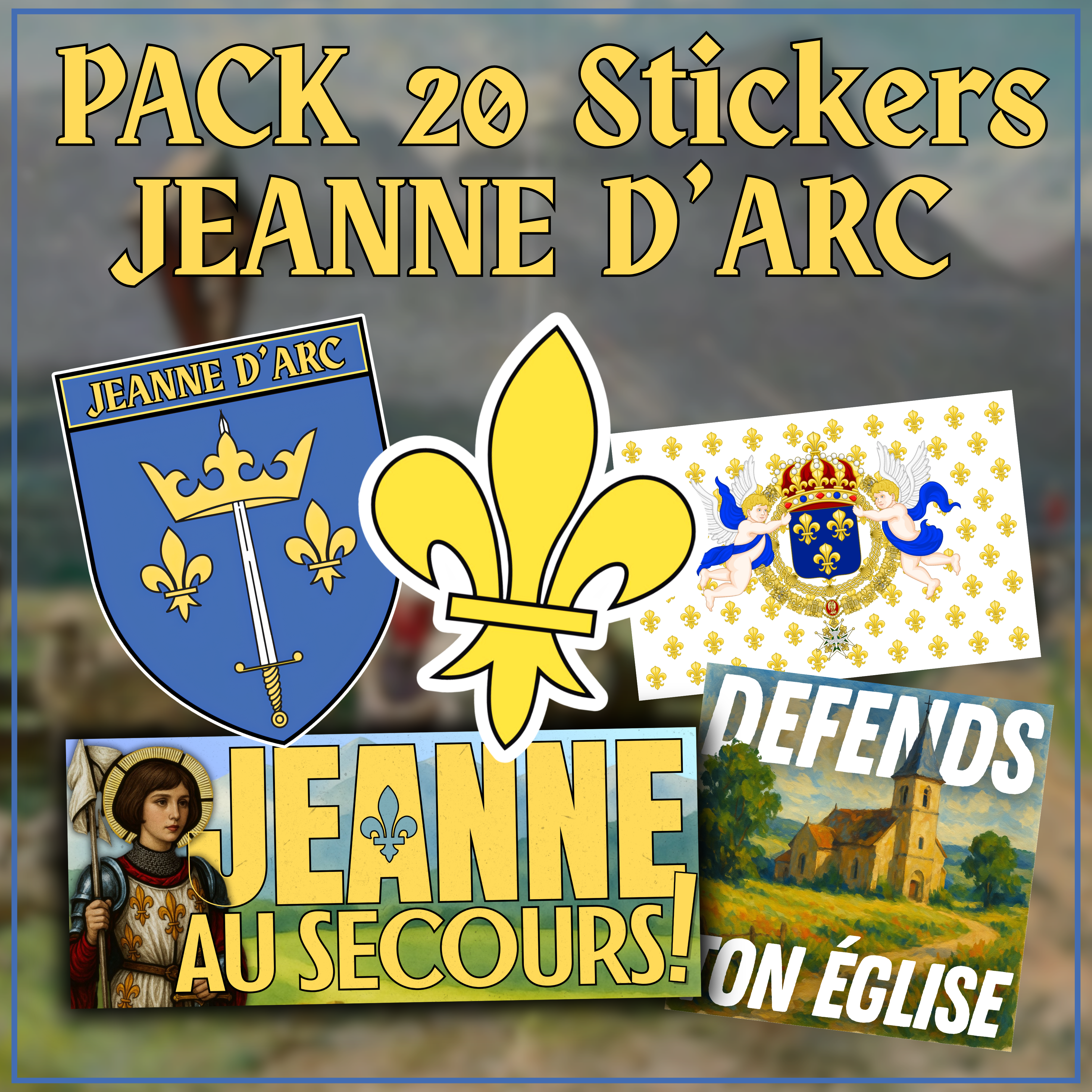 Pack 20 autocollants Jeanne d'Arc